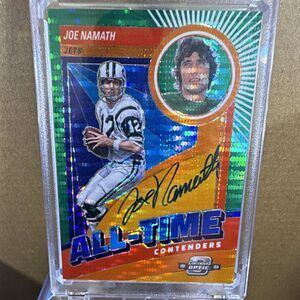 2023 Panini Contenders Optic Joe Namath Jets All-Time Auto Green Pulsar /20